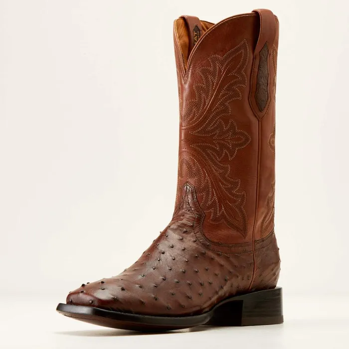 Bench Made Bassett Western Boot Bourbon Full Quill Ostrich Men Ariat Western Boots