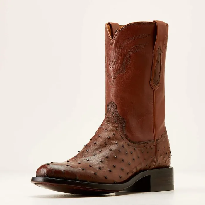 Bench Made Clanton Western Boot Bourbon Full Quill Ostrich Men Ariat Western Boots