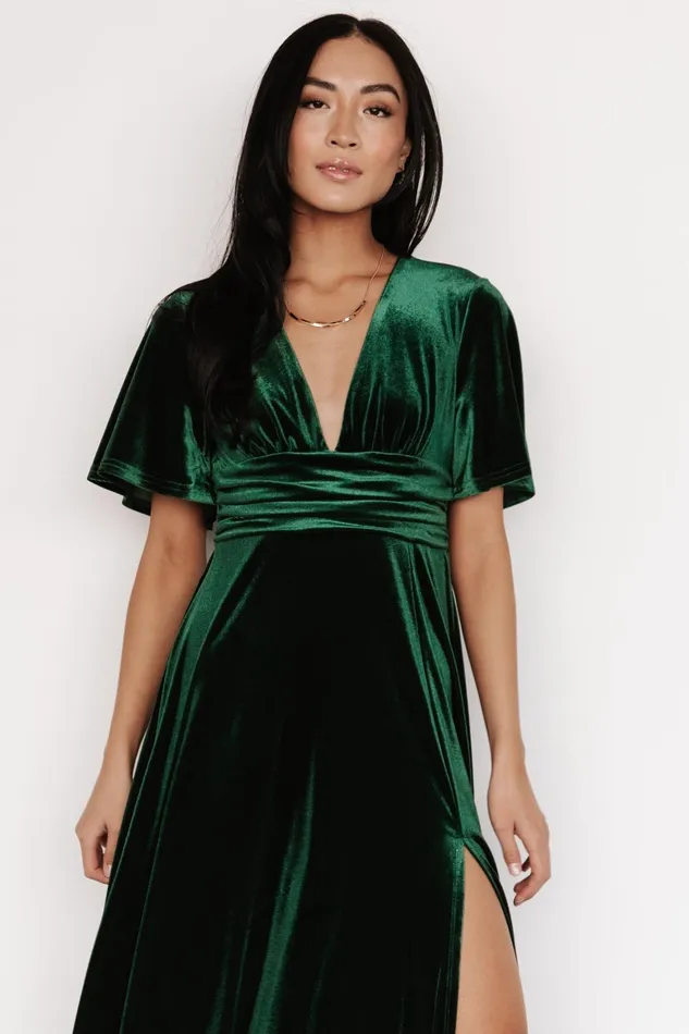 Berenice Velvet Maxi Dress Emerald Women Baltic Born Wedding Guest Berenice Velvet Maxi Dress Emerald Women Baltic Born Wedding Guest