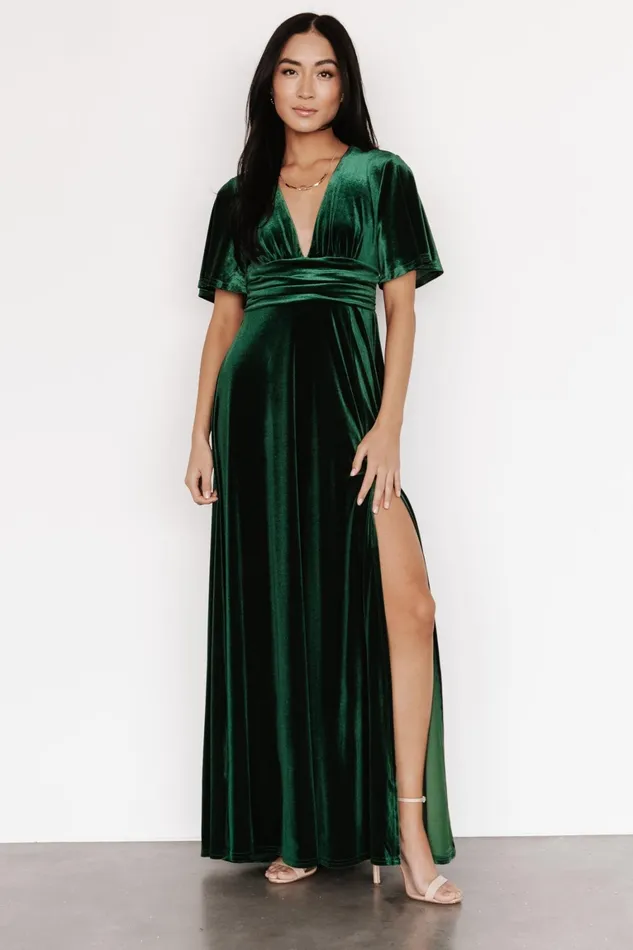 Berenice Velvet Maxi Dress Emerald Women Baltic Born Wedding Guest Berenice Velvet Maxi Dress Emerald Women Baltic Born Wedding Guest