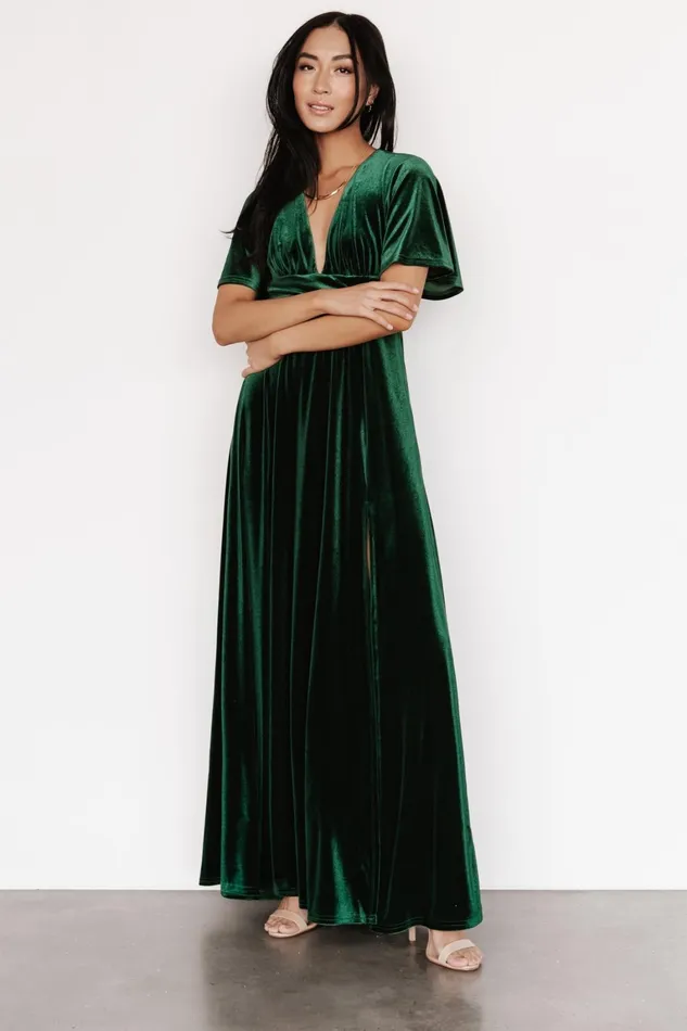 Berenice Velvet Maxi Dress Emerald Women Baltic Born Wedding Guest Berenice Velvet Maxi Dress Emerald Women Baltic Born Wedding Guest