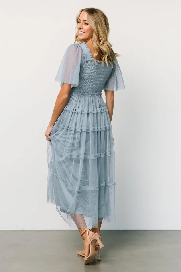 Bexley Tulle Dress Dusty Blue Women Baltic Born Midi Dresses