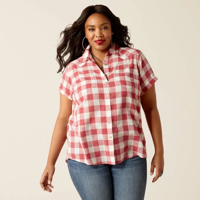 Billie Jean Shirt Cherry Gingham Women Ariat TShirts and Tops Billie Jean Shirt Cherry Gingham Women Ariat TShirts and Tops