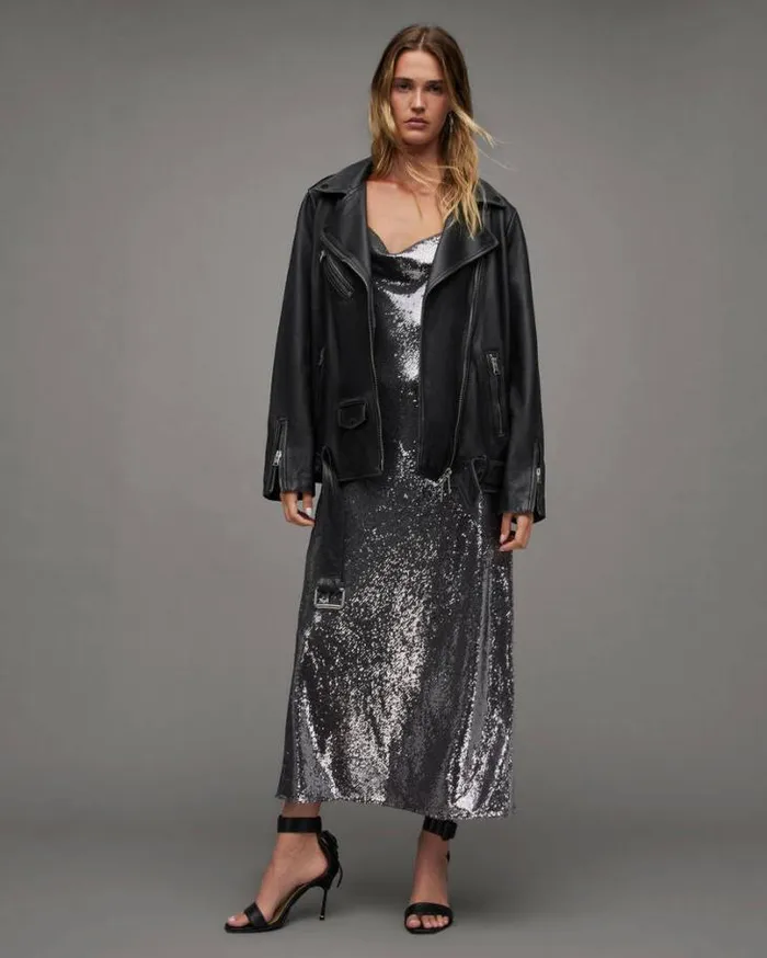 Billie Oversized Leather Biker Jacket Black Women AllSaints Jackets and Coats Billie Oversized Leather Biker Jacket Black Women AllSaints Jackets and Coats