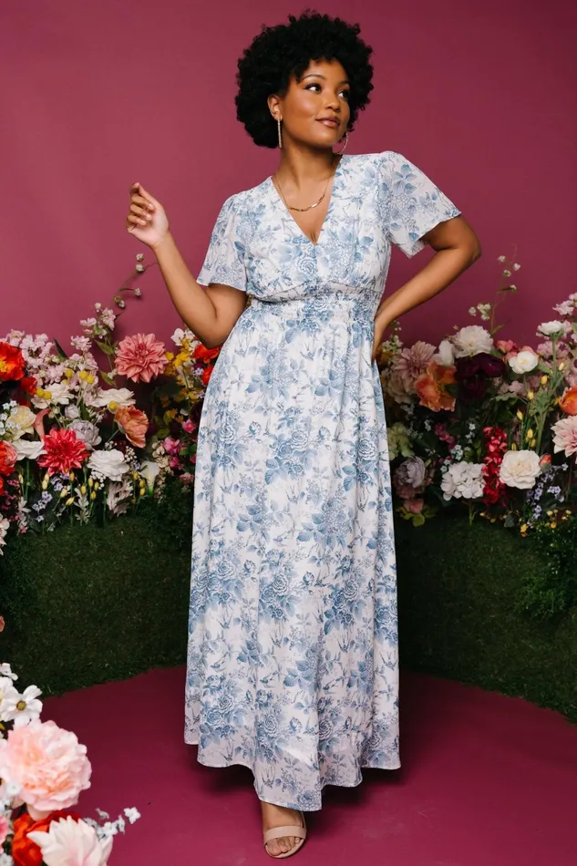 Birdie Maxi Dress Off White Blue Women Baltic Born Bump Friendly