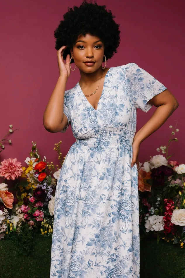 Birdie Maxi Dress Off White Blue Women Baltic Born Bump Friendly