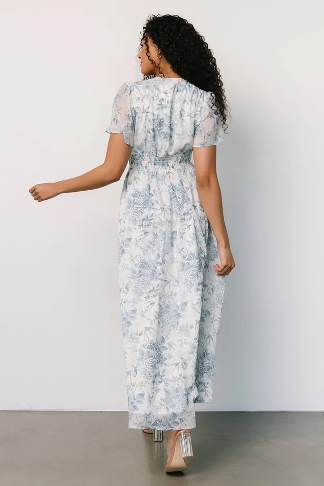 Birdie Maxi Dress Off White Blue Women Baltic Born Bump Friendly