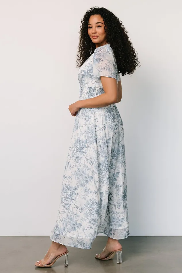 Birdie Maxi Dress Off White Blue Women Baltic Born Bump Friendly