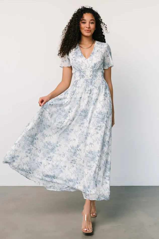 Birdie Maxi Dress Off White Blue Women Baltic Born Bump Friendly