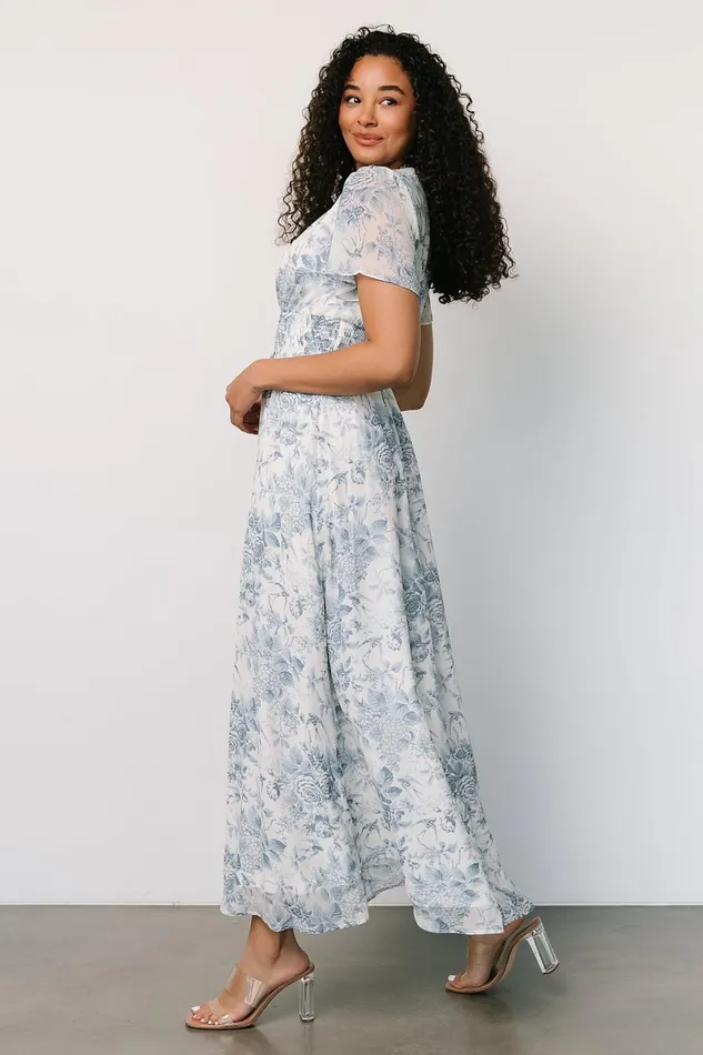 Birdie Maxi Dress Off White Blue Women Baltic Born Bump Friendly