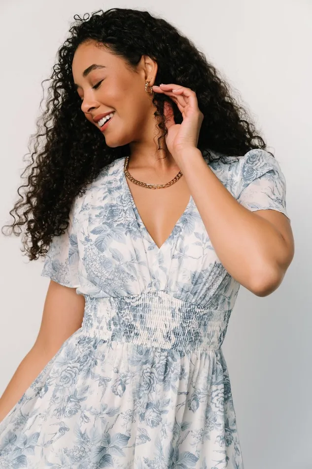 Birdie Maxi Dress Off White Blue Women Baltic Born Bump Friendly