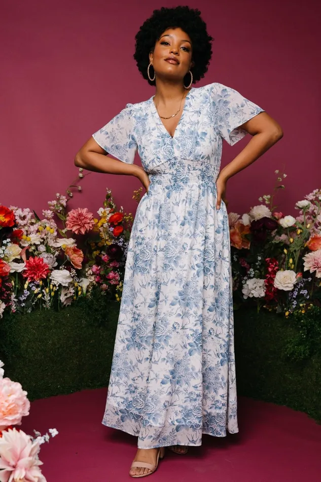 Birdie Maxi Dress Off White Blue Women Baltic Born Bump Friendly