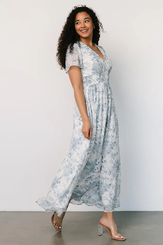 Birdie Maxi Dress Off White Blue Women Baltic Born Bump Friendly