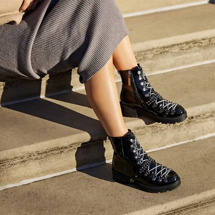 Black Boots Women Moda In Pelle M By Moda Briory Black Patent