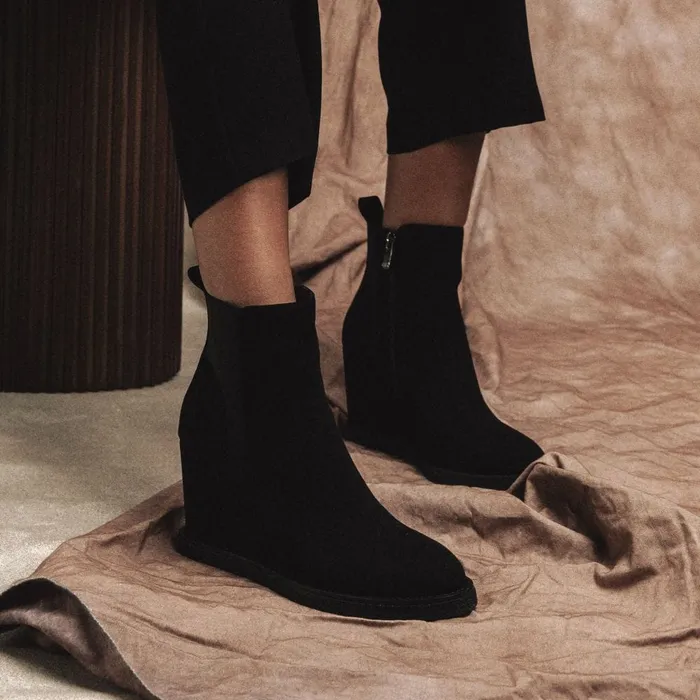Black Boots Women Moda In Pelle Pieux Black Alcantara