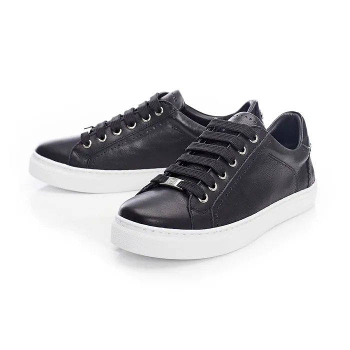 Black Trainers Women Moda In Pelle Anatoli Black Leather