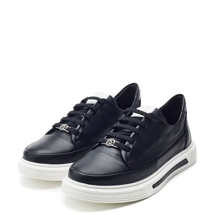 Black Trainers Women Moda In Pelle Bailiee Black Leather