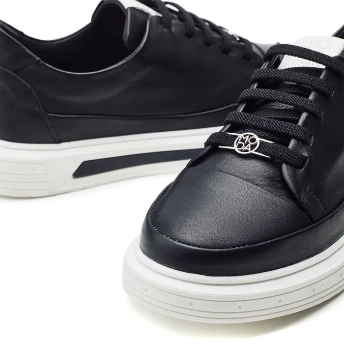 Black Trainers Women Moda In Pelle Bailiee Black Leather