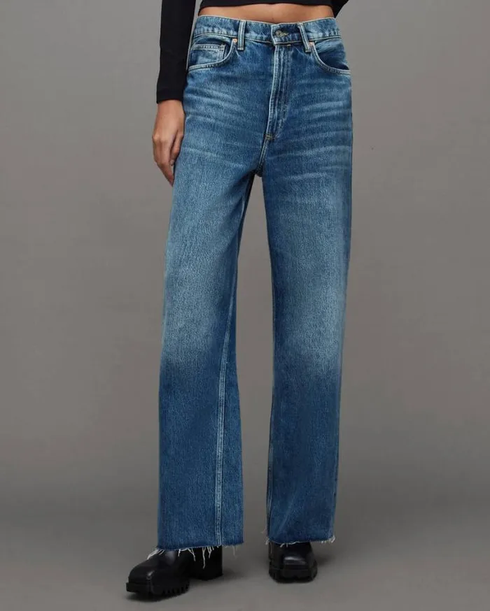 Blake Low Slung Wide Leg Jeans Dark Indigo Women AllSaints Pants and Leggings Blake Low Slung Wide Leg Jeans Dark Indigo Women AllSaints Pants and Leggings