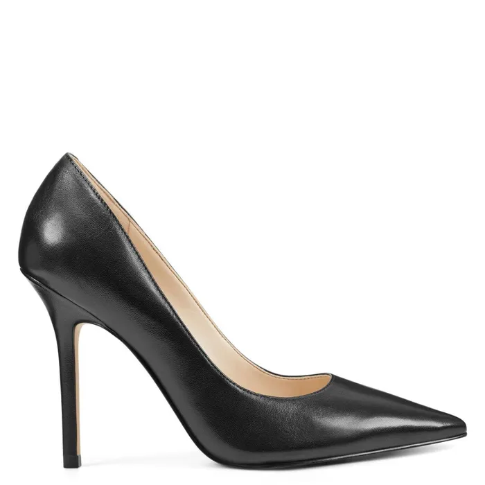 Bliss Pointy Toe Pumps Black Leather Women Nine West Pumps