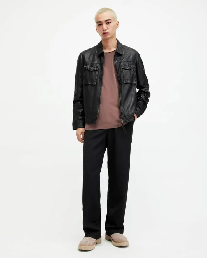 Bodega Crew Neck Raw Edge TShirt Deep Mauve Purple Men AllSaints TShirts