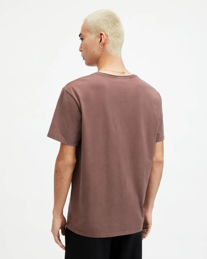 Bodega Crew Neck Raw Edge TShirt Deep Mauve Purple Men AllSaints TShirts
