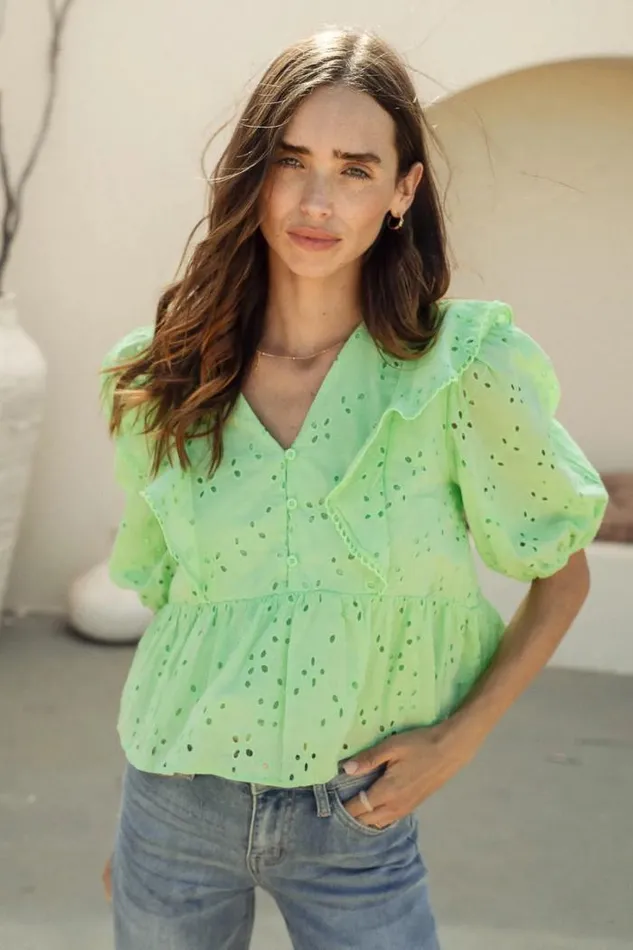 Bohme Blouses Adina Eyelet Lace Top 8211 FINAL SALE Mint 8211 Women