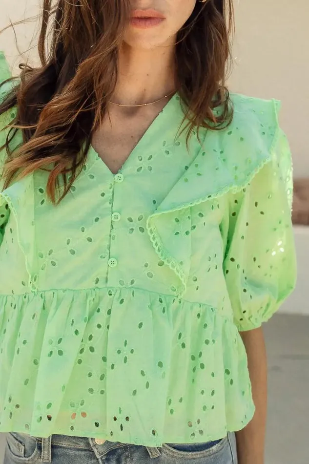 Bohme Blouses Adina Eyelet Lace Top 8211 FINAL SALE Mint 8211 Women Bohme Blouses Adina Eyelet Lace Top 8211 FINAL SALE Mint 8211 Women