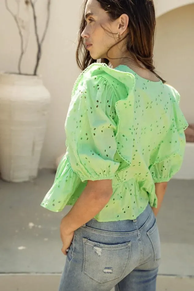 Bohme Blouses Adina Eyelet Lace Top 8211 FINAL SALE Mint 8211 Women Bohme Blouses Adina Eyelet Lace Top 8211 FINAL SALE Mint 8211 Women