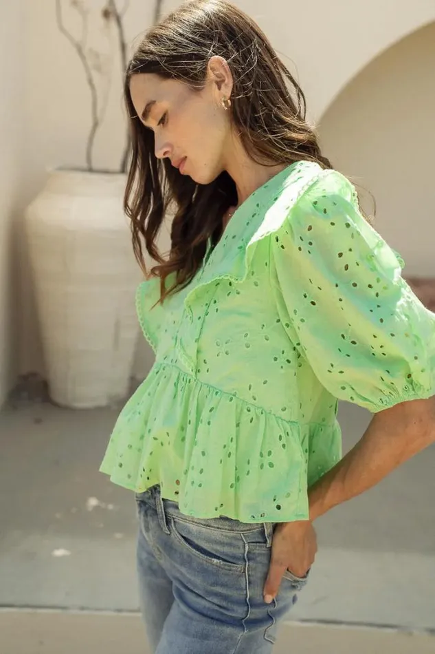 Bohme Blouses Adina Eyelet Lace Top 8211 FINAL SALE Mint 8211 Women Bohme Blouses Adina Eyelet Lace Top 8211 FINAL SALE Mint 8211 Women