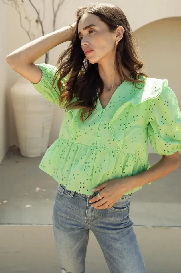Bohme Blouses Adina Eyelet Lace Top 8211 FINAL SALE Mint 8211 Women Bohme Blouses Adina Eyelet Lace Top 8211 FINAL SALE Mint 8211 Women