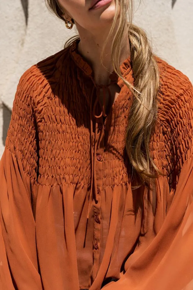 Bohme Blouses Anita Sheer Blouse In Brown 8211 FINAL SALE Brown 8211 Women Bohme Blouses Anita Sheer Blouse In Brown 8211 FINAL SALE Brown 8211 Women
