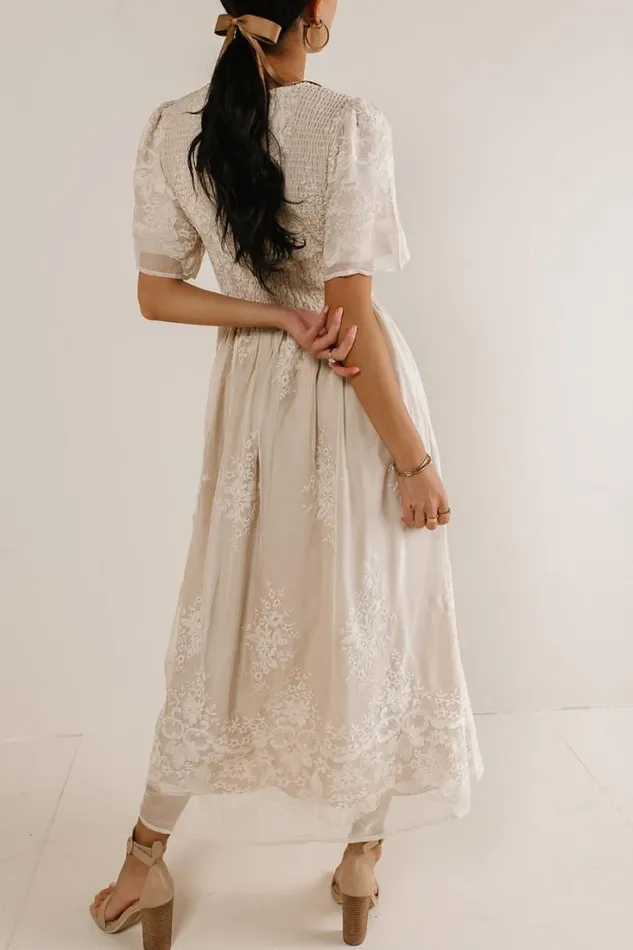 Bohme Dresses Alora Embroidered Dress In Champagne Champagne 8211 Women