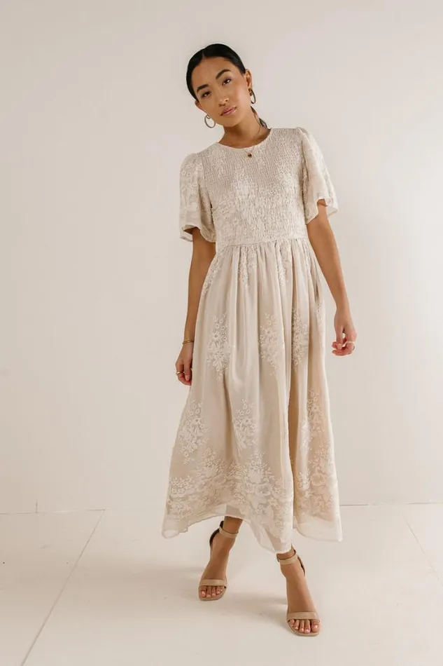 Bohme Dresses Alora Embroidered Dress In Champagne Champagne 8211 Women Bohme Dresses Alora Embroidered Dress In Champagne Champagne 8211 Women