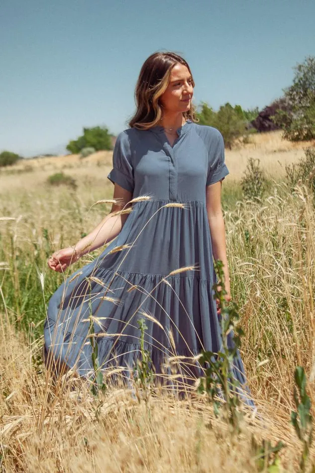 Bohme Dresses Amanda Tiered Dress In Slate Blue Slate Blue 8211 Women Bohme Dresses Amanda Tiered Dress In Slate Blue Slate Blue 8211 Women