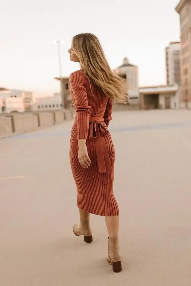 Bohme Dresses Carden Ribbed Midi Dress In Clay Clay 8211 Women Bohme Dresses Carden Ribbed Midi Dress In Clay Clay 8211 Women