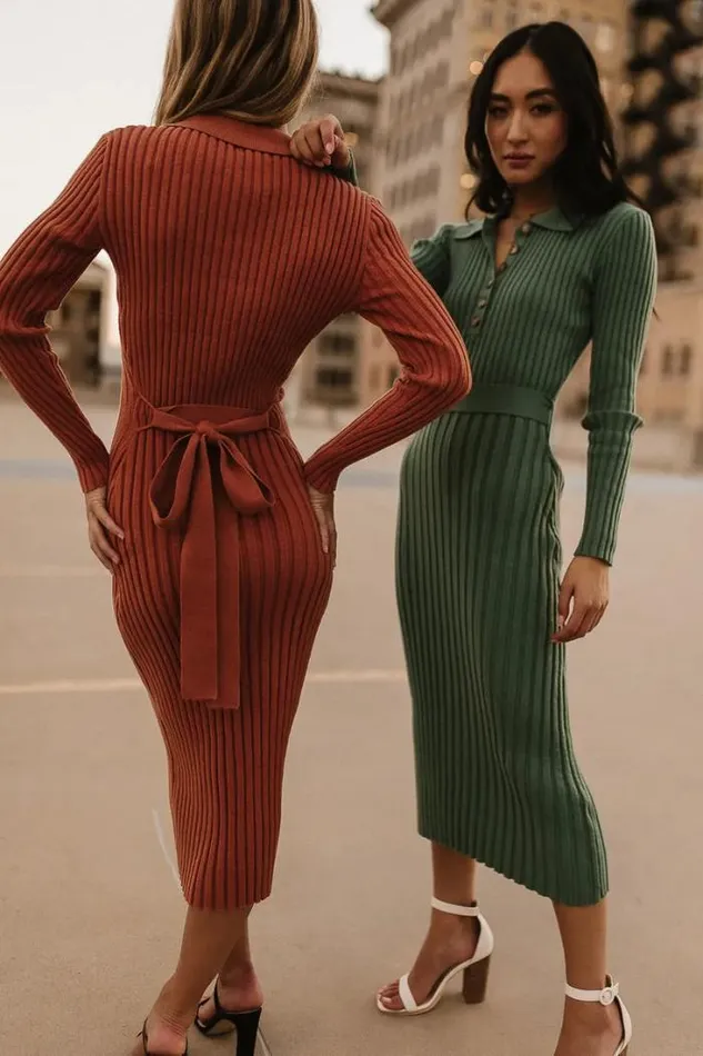Bohme Dresses Carden Ribbed Midi Dress In Clay Clay 8211 Women Bohme Dresses Carden Ribbed Midi Dress In Clay Clay 8211 Women