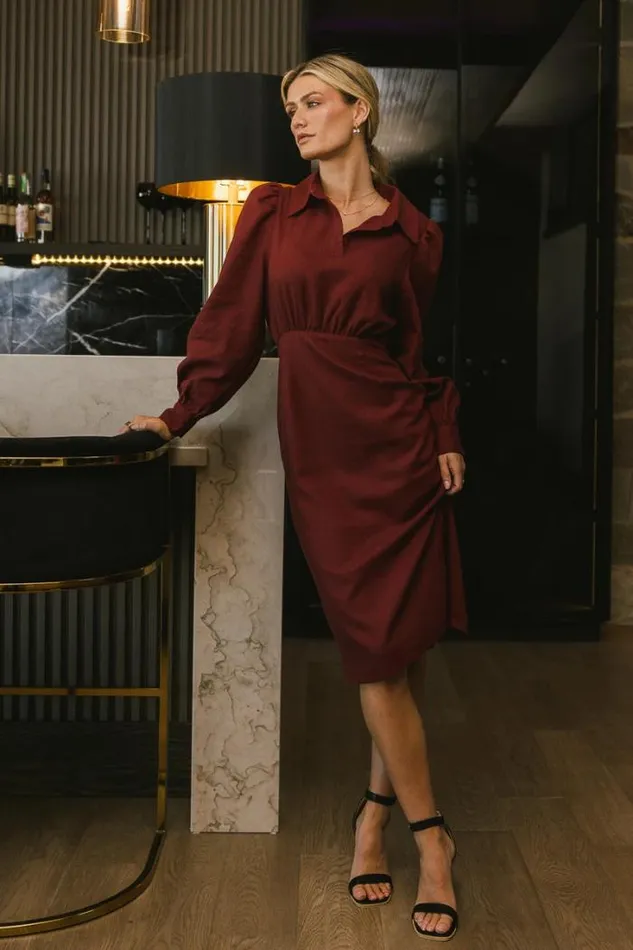 Bohme Dresses Catalina Collared Dress In Burgundy Burgundy 8211 Women