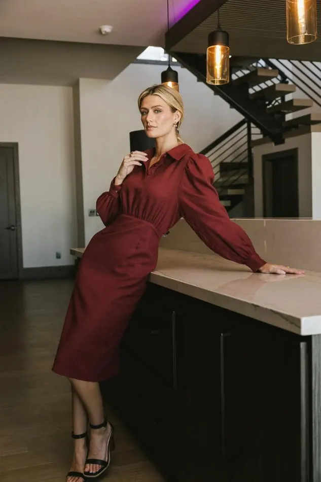 Bohme Dresses Catalina Collared Dress In Burgundy Burgundy 8211 Women Bohme Dresses Catalina Collared Dress In Burgundy Burgundy 8211 Women