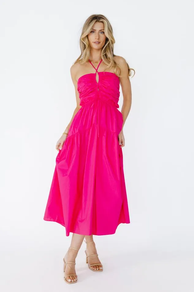 Bohme Dresses Clara Midi Dress Fuchsia 8211 Women