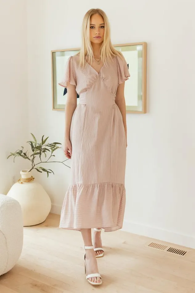 Bohme Dresses Collins Textured Midi Dress In Pink Pink 8211 Women