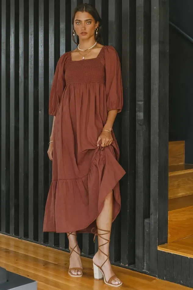 Bohme Dresses Danica Embroidered Dress 8211 FINAL SALE Rust 8211 Women