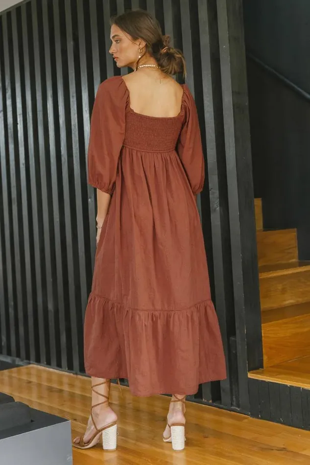 Bohme Dresses Danica Embroidered Dress 8211 FINAL SALE Rust 8211 Women Bohme Dresses Danica Embroidered Dress 8211 FINAL SALE Rust 8211 Women