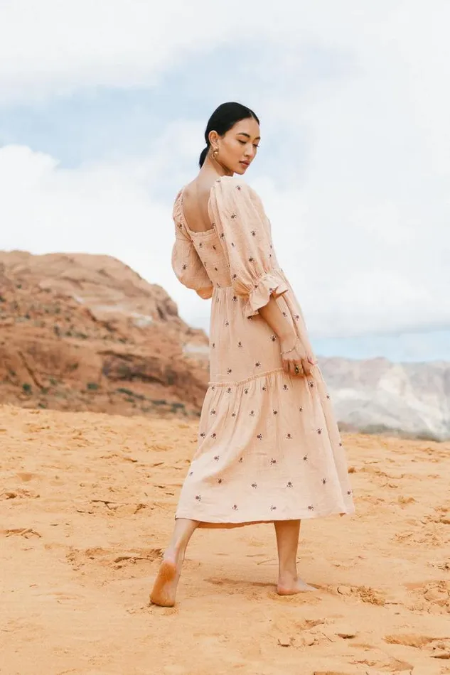 Bohme Dresses Ditsy Floral Embroidered Dress In Blush Blush 8211 Women Bohme Dresses Ditsy Floral Embroidered Dress In Blush Blush 8211 Women