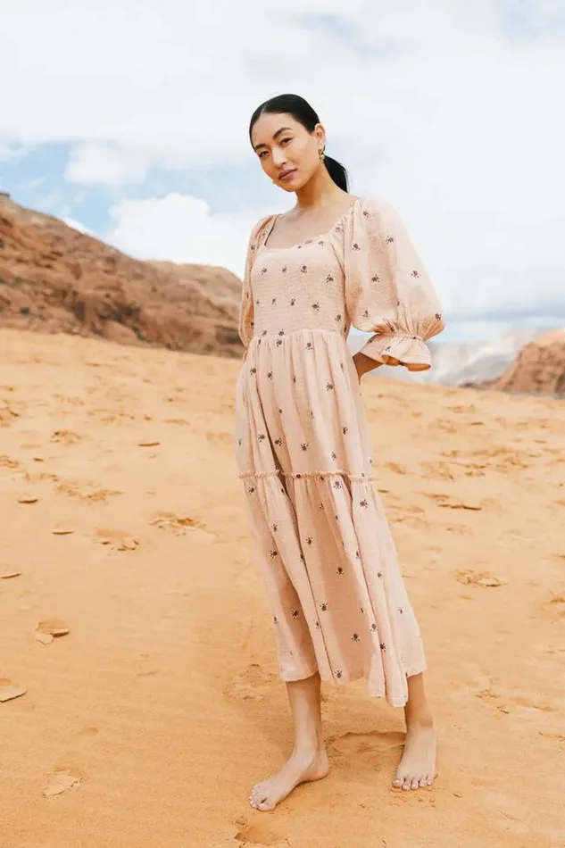 Bohme Dresses Ditsy Floral Embroidered Dress In Blush Blush 8211 Women Bohme Dresses Ditsy Floral Embroidered Dress In Blush Blush 8211 Women