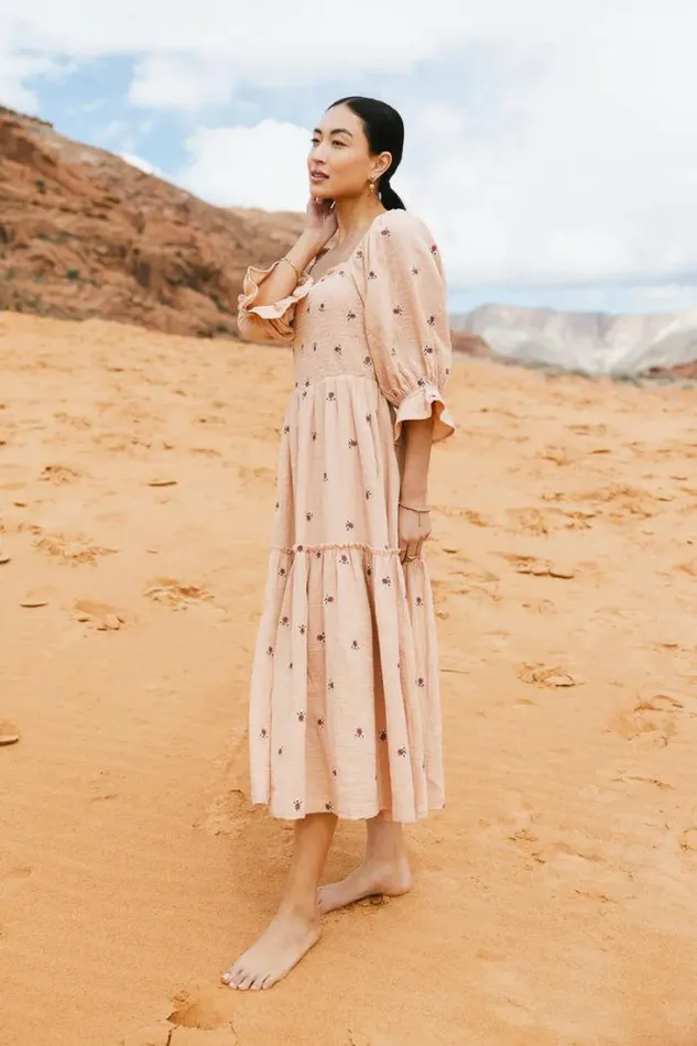 Bohme Dresses Ditsy Floral Embroidered Dress In Blush Blush 8211 Women Bohme Dresses Ditsy Floral Embroidered Dress In Blush Blush 8211 Women