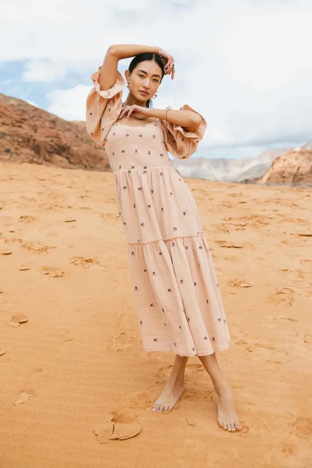 Bohme Dresses Ditsy Floral Embroidered Dress In Blush Blush 8211 Women Bohme Dresses Ditsy Floral Embroidered Dress In Blush Blush 8211 Women
