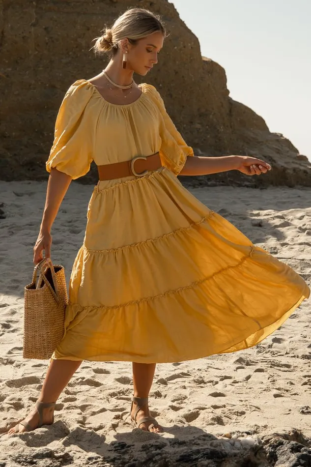 Bohme Dresses Emerson Midi Dress Mustard 8211 Women