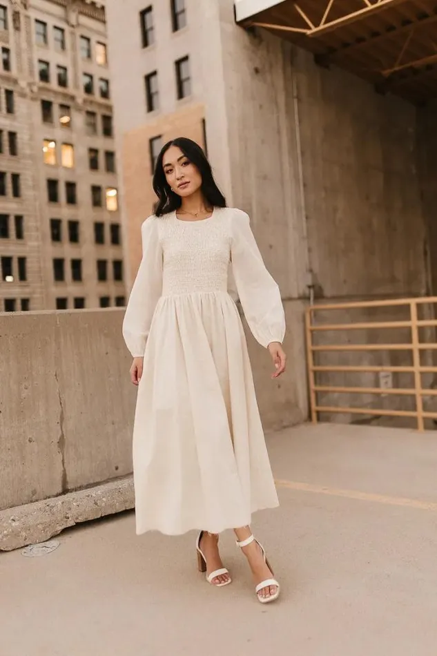 Bohme Dresses Eyelet Lace Smocked Dress In Cream 8211 FINAL SALE Cream 8211 Women Bohme Dresses Eyelet Lace Smocked Dress In Cream 8211 FINAL SALE Cream 8211 Women