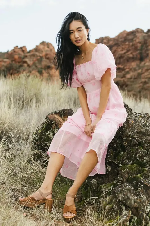 Bohme Dresses Floral Embroidered Puff Sleeve Dress In Pink Pink 8211 Women Bohme Dresses Floral Embroidered Puff Sleeve Dress In Pink Pink 8211 Women